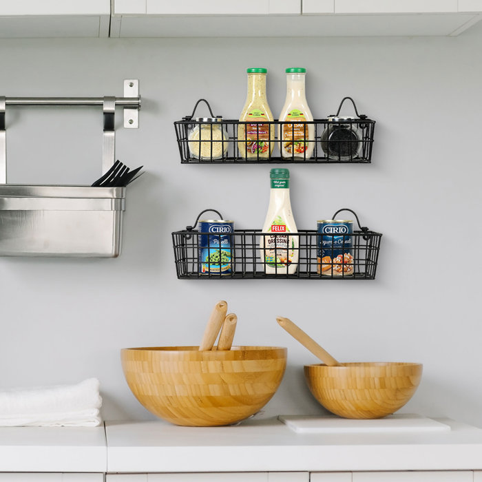 Winston Porter Wall Mounted Metal Wire Basket Set Wayfair
